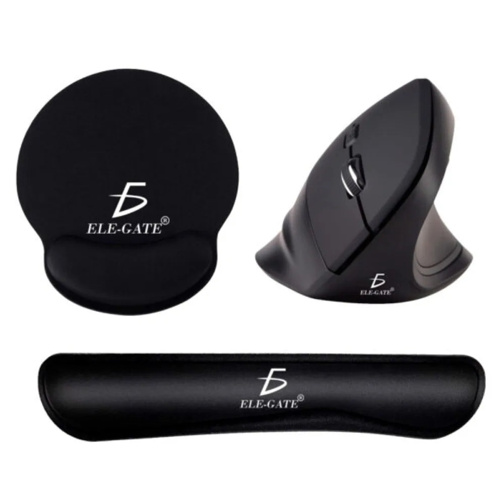 Kit Gamer Ergonómico Confort: Mouse Vertical + Mouse Pad + Almohadilla para Teclado