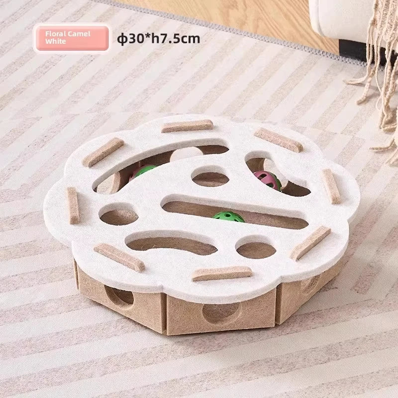 Caja de Acertijos para Gatos: Rompecabezas de Fieltro Interactivo con Pelotas