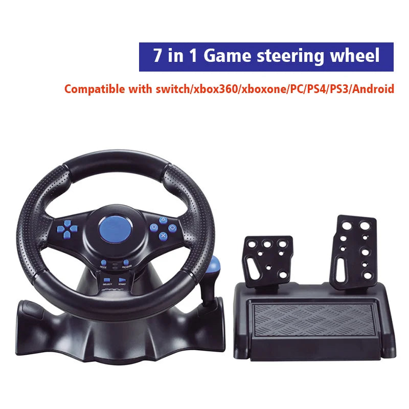 Volante de Carreras DATA FROG 7 en 1: Con Vibración, Pedales y Compatibilidad Universal