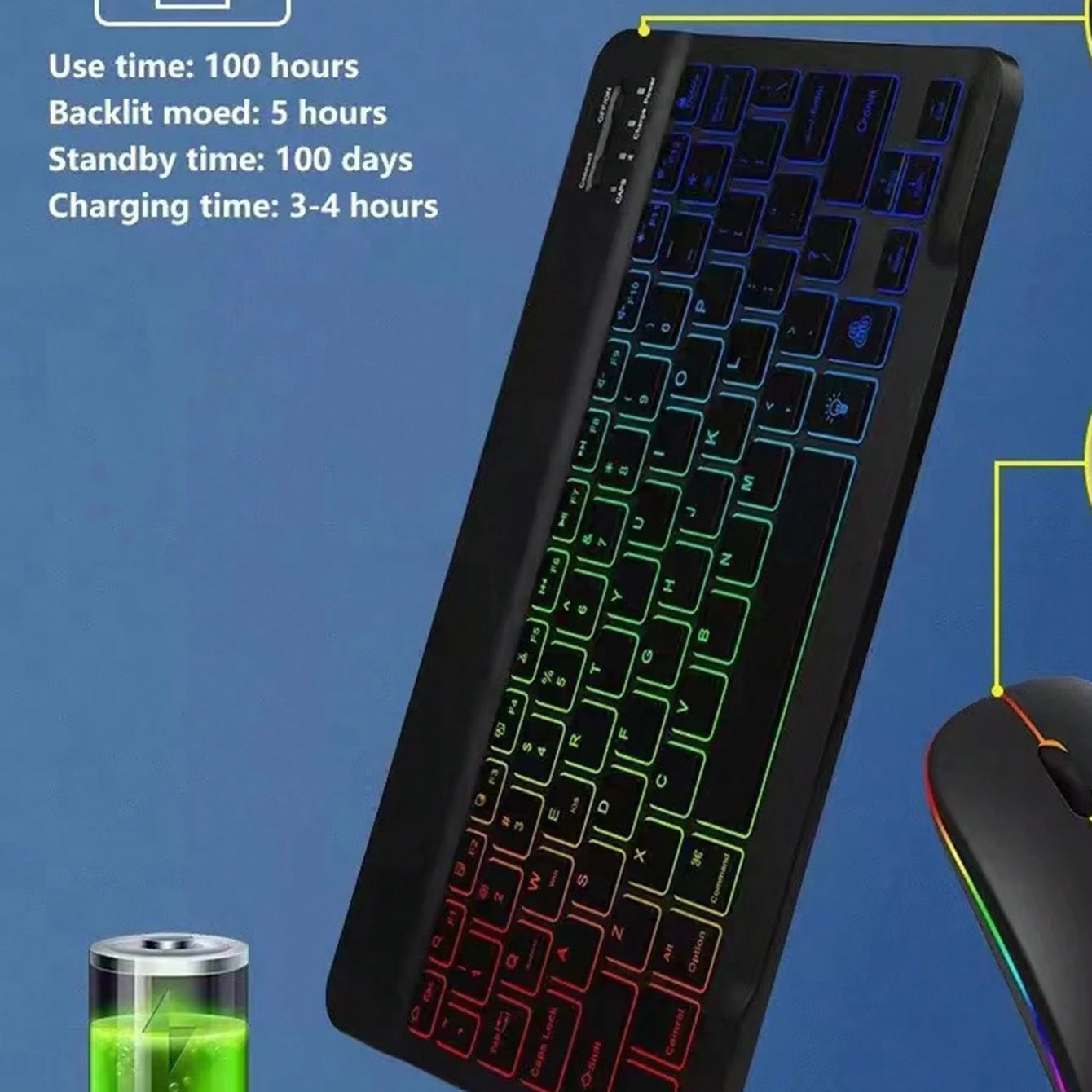 Teclado Bluetooth Ultra Delgado y Silencioso: Universal para Tablets, iOS y Android