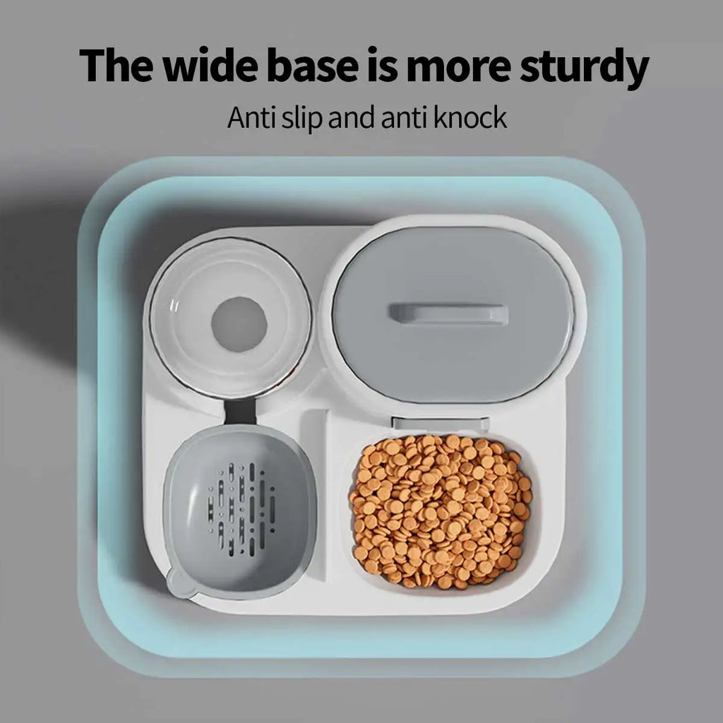 Alimentador Dual Pro: Estación de Comida y Agua 2 en 1 para Perros y Gatos