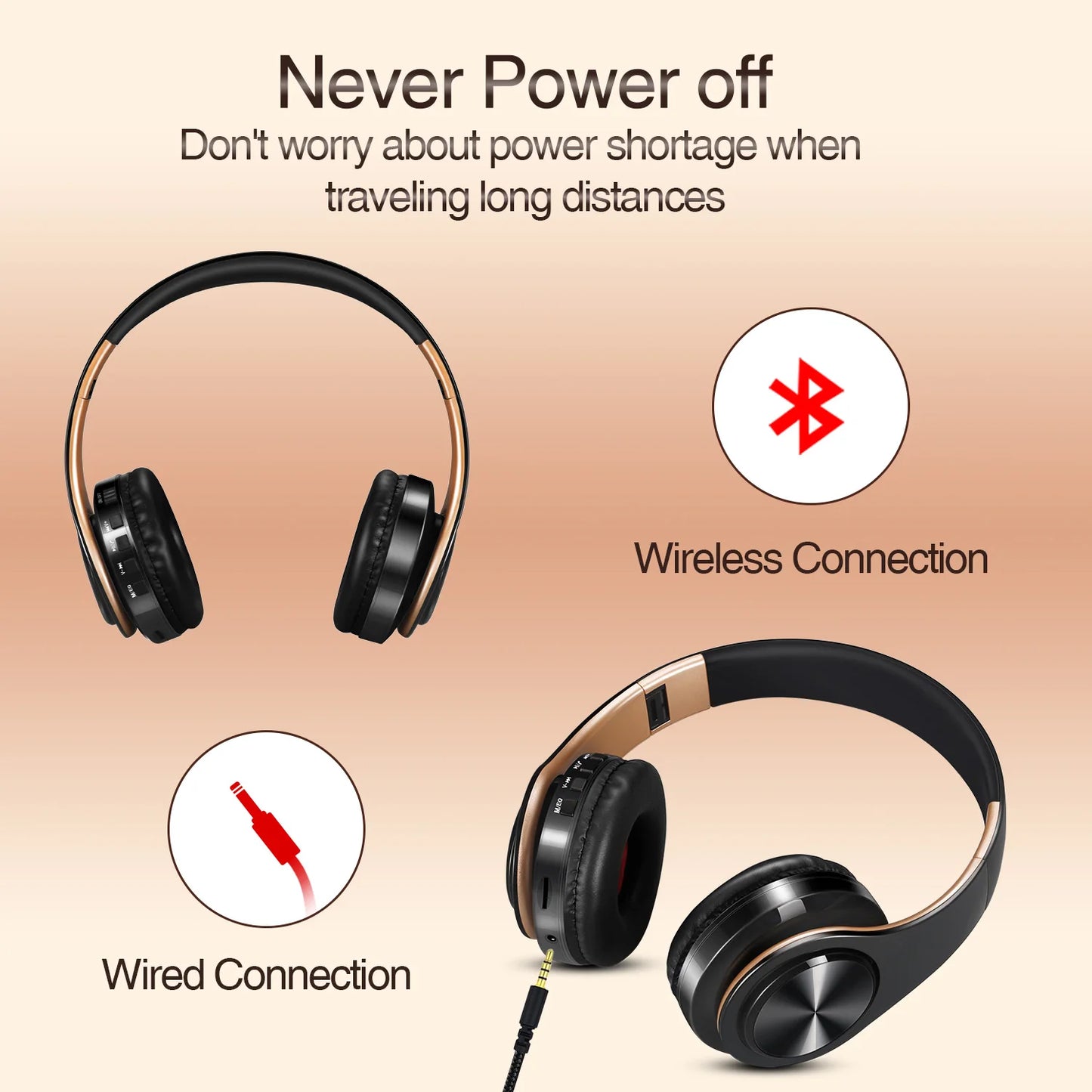 Edición Especial Gold: Audífonos Inalámbricos de Lujo, Sonido Estéreo HD y Micrófono Integrado