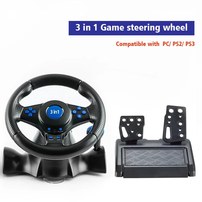 Volante de Carreras DATA FROG 7 en 1: Con Vibración, Pedales y Compatibilidad Universal