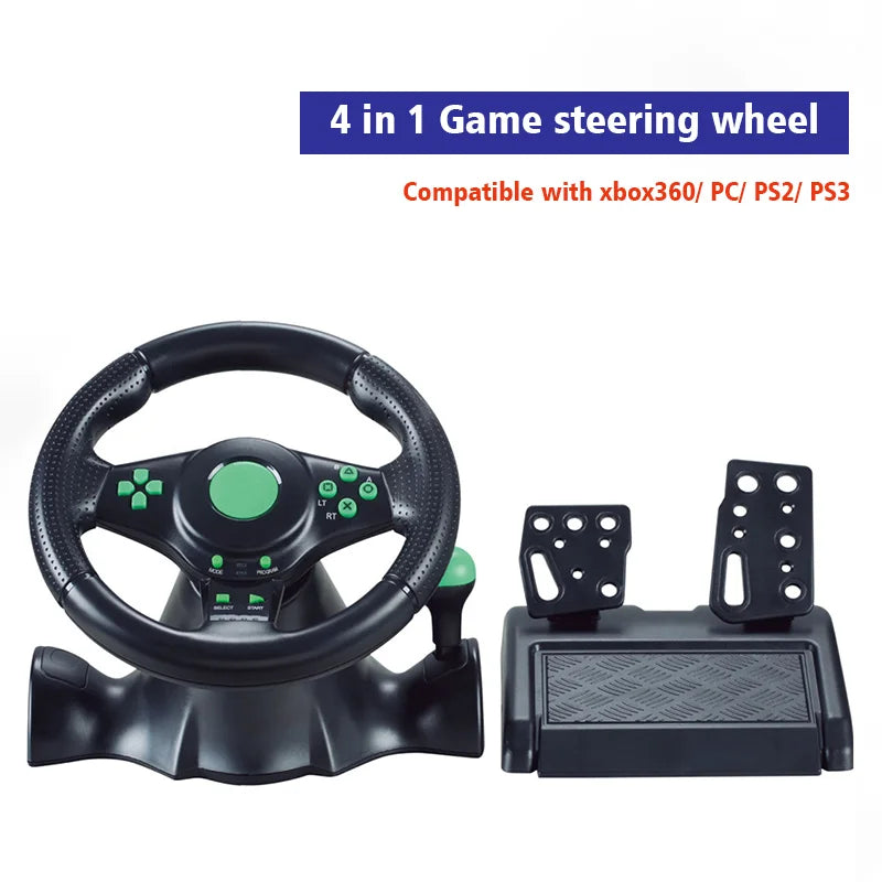 Volante de Carreras DATA FROG 7 en 1: Con Vibración, Pedales y Compatibilidad Universal