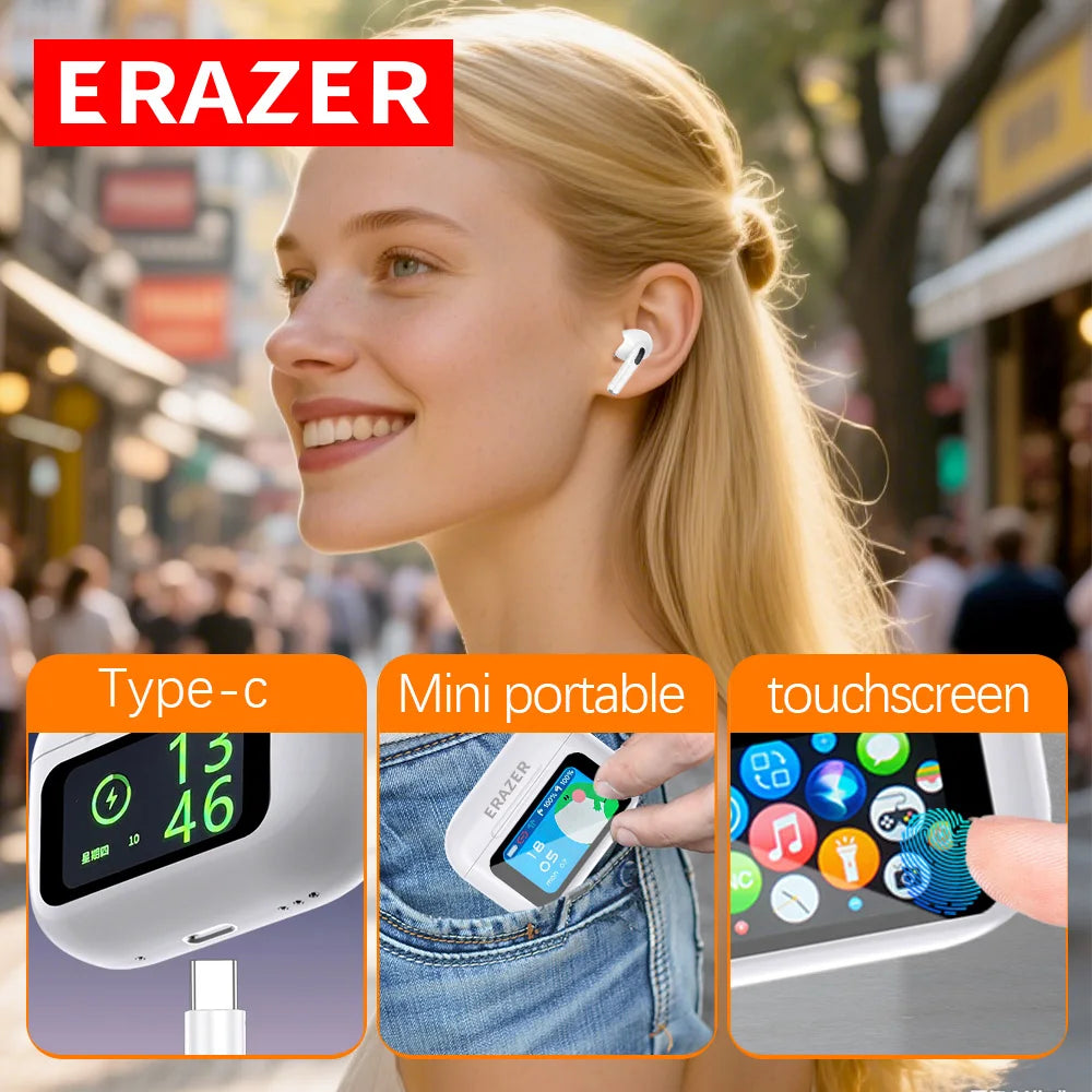 Audífonos ERAZER Pro: Pantalla Táctil Inteligente, Cancelación de Ruido ANC y Sonido HiFi