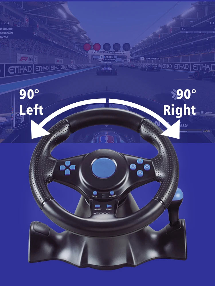 Volante de Carreras DATA FROG 7 en 1: Con Vibración, Pedales y Compatibilidad Universal
