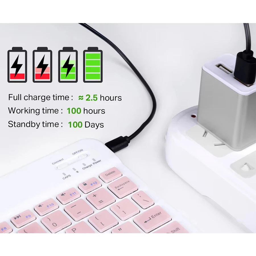 Teclado Inalámbrico Recargable de 10": Universal, Ultra Ligero y Silencioso