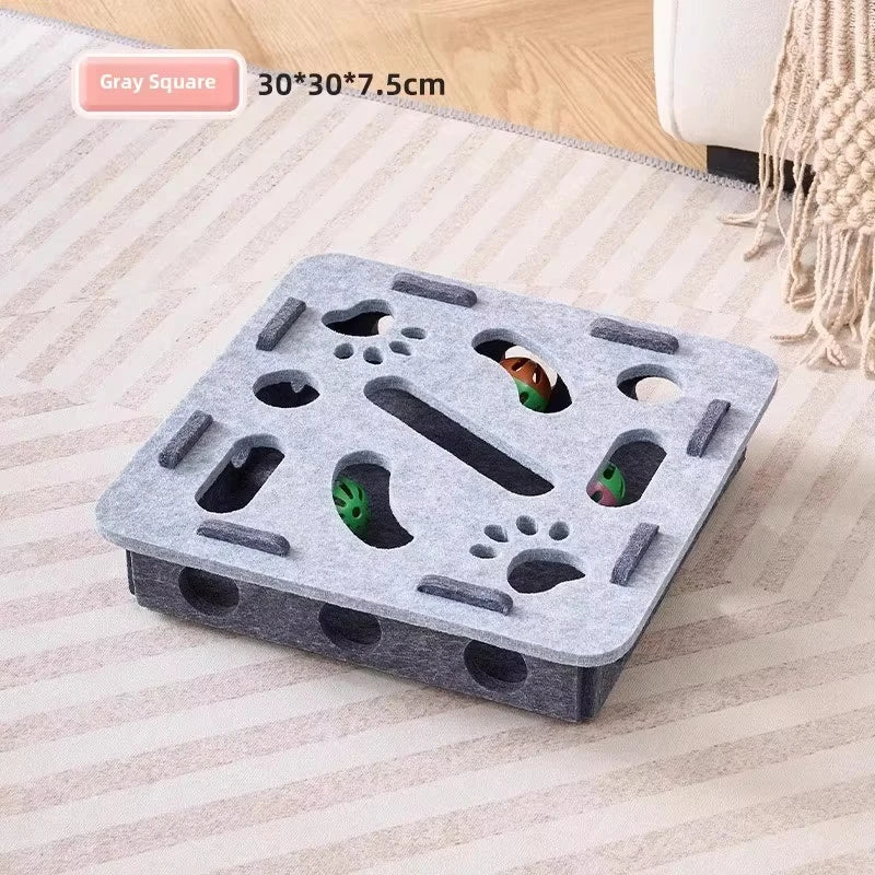 Caja de Acertijos para Gatos: Rompecabezas de Fieltro Interactivo con Pelotas