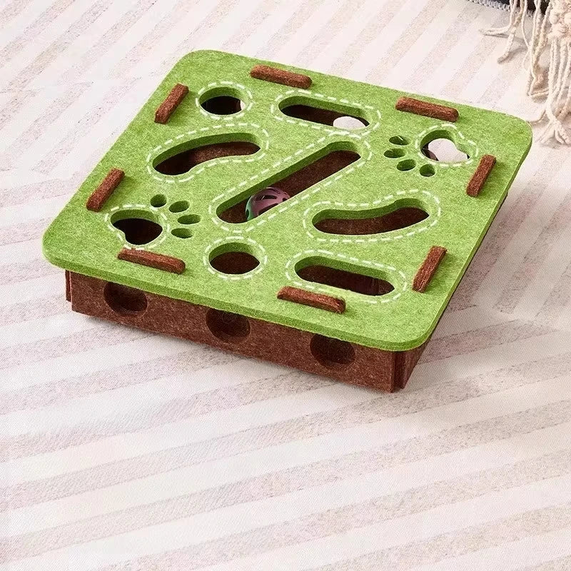 Caja de Acertijos para Gatos: Rompecabezas de Fieltro Interactivo con Pelotas