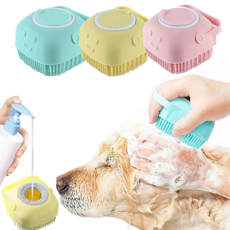 Cepillo de Masaje y Baño para Mascotas: Silicona Suave para Perros y Gatos