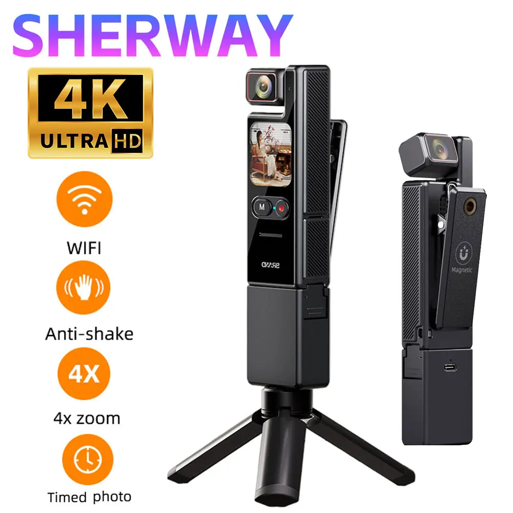 Cámara de Acción 4K Pro Zoom: Pantalla Táctica, Zoom 4x, Anti-Shake y Grabación de Vlog Ultra HD