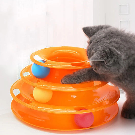 Torre de Pelotas Interactiva para Gatos: Diversión Multinivel y Varita de Juego