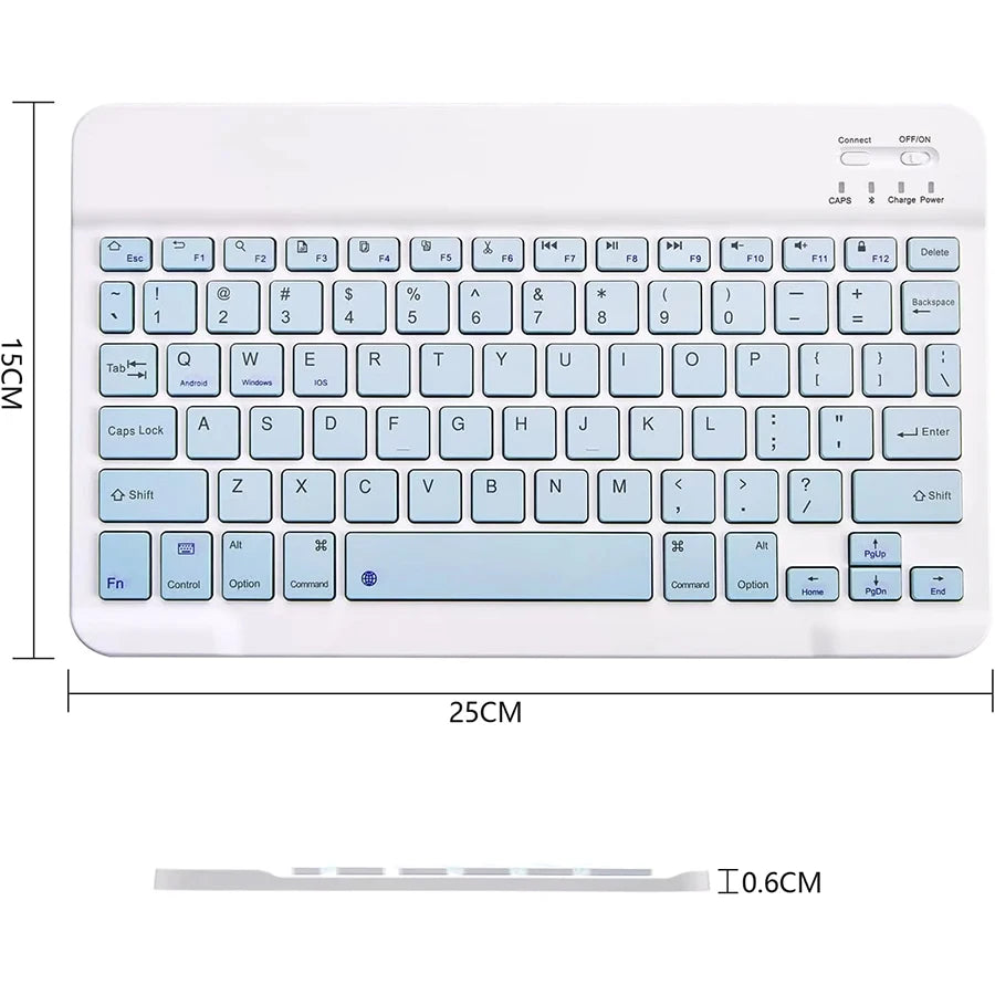 Teclado Inalámbrico Recargable de 10": Universal, Ultra Ligero y Silencioso
