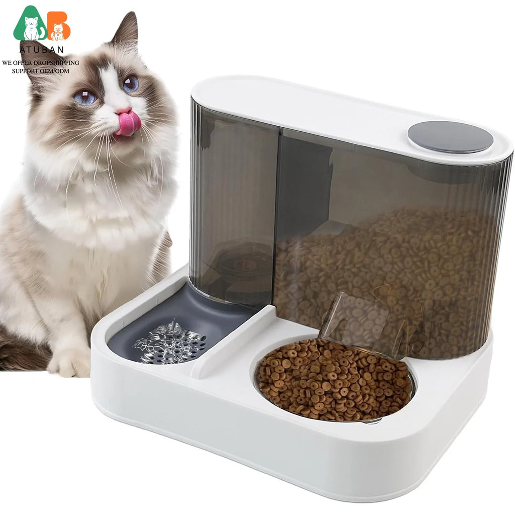 Alimentador Automático ATUBAN 2 en 1: Gravedad y Acero Inoxidable para Gatos