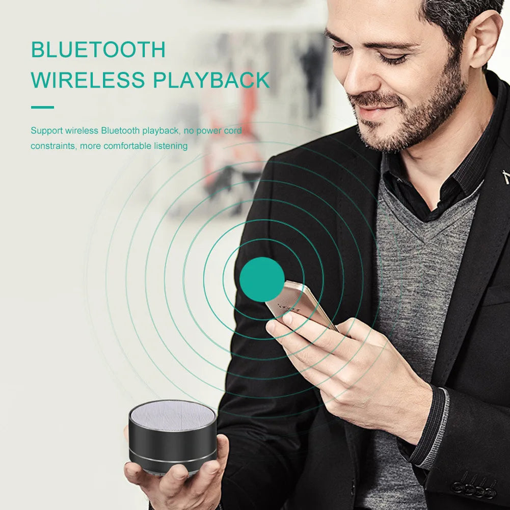 Bocina A10 Metálica: Mini Subwoofer Bluetooth, Sonido Surround HD y Soporte para Micro SD