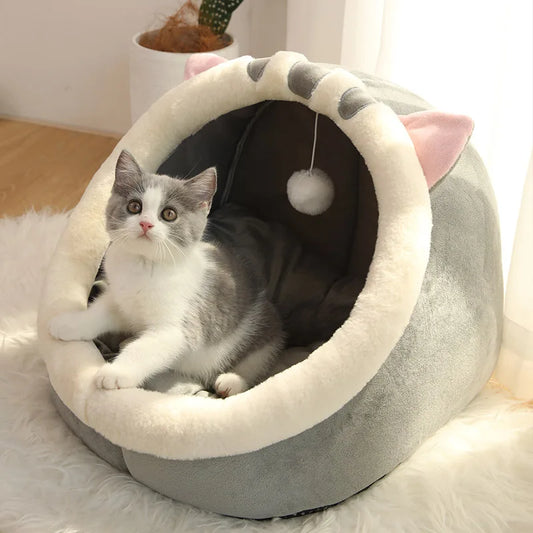 Cama Cueva Cartoon para Mascotas: Nido Plegable y Lavable para Gatos y Perros