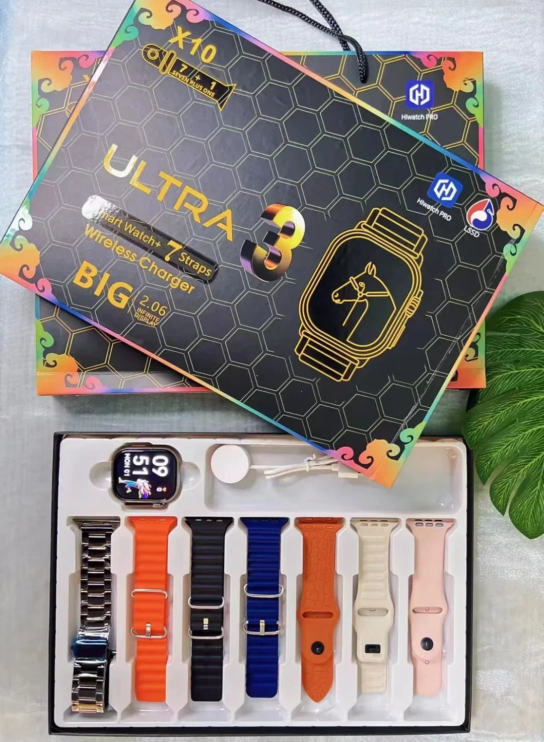 Combo X10 Ultra 3: Smartwatch Pro 7+1 con 7 Correas y Llamadas Bluetooth
