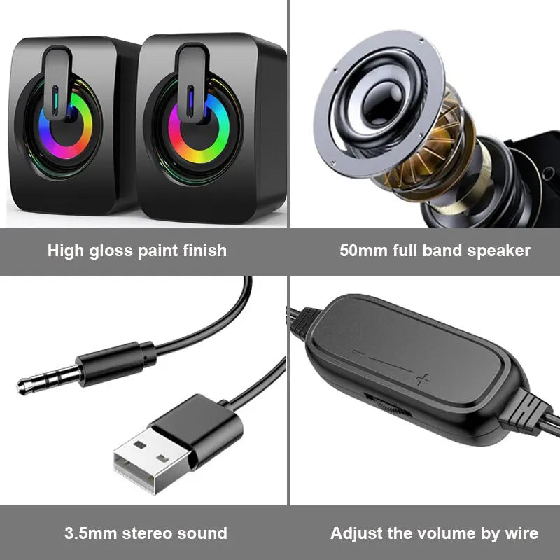 Bocinas Multimedia Estéreo con Micrófono: Sonido HD, Conexión 3.5mm y USB para PC o Laptop