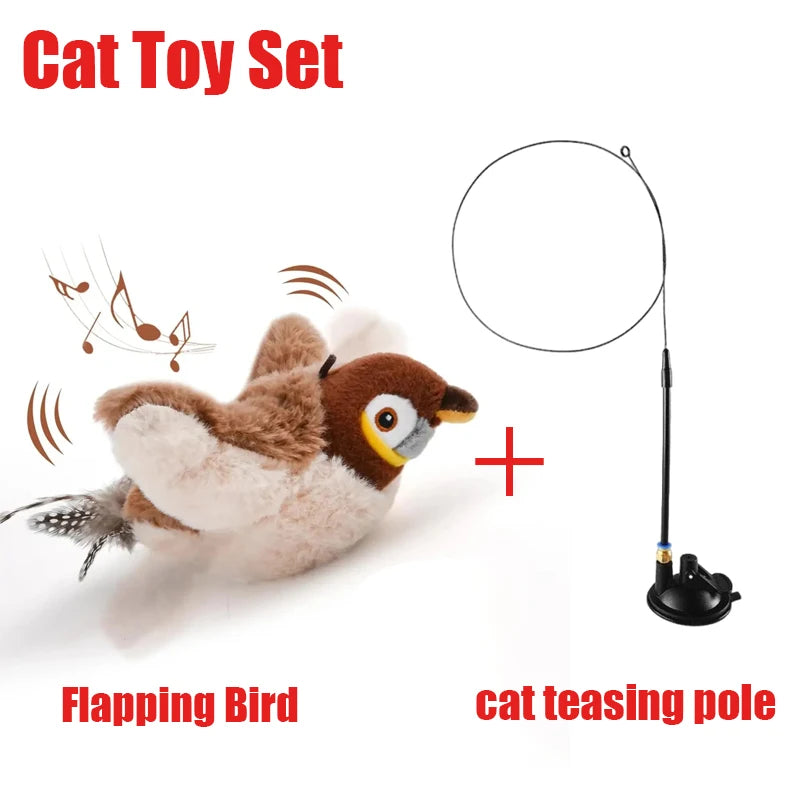 Pájaro Interactivo para Gatos: Juguete de Felpa con Movimiento y Sonido Realista