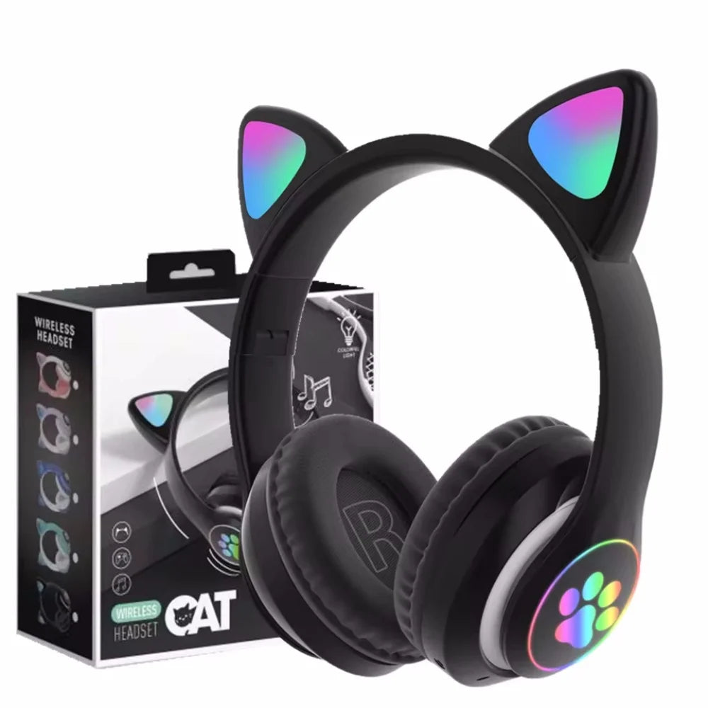 Audífonos de Gatito con Orejas LED: Bluetooth 5.0, Sonido Estéreo y Micrófono (Regalo Ideal)