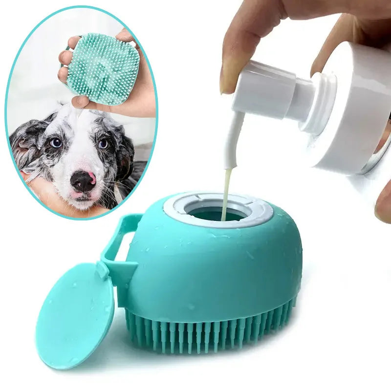 Cepillo de Masaje y Baño para Mascotas: Silicona Suave para Perros y Gatos