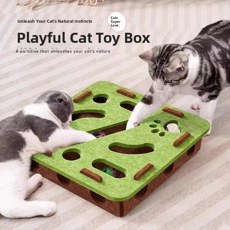 Caja de Acertijos para Gatos: Rompecabezas de Fieltro Interactivo con Pelotas
