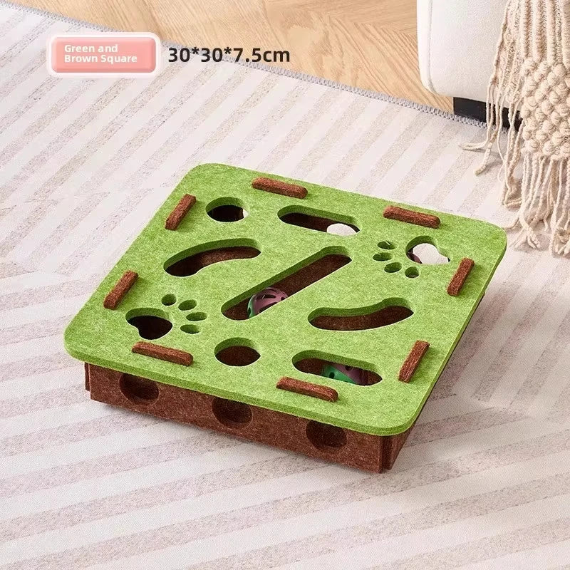 Caja de Acertijos para Gatos: Rompecabezas de Fieltro Interactivo con Pelotas
