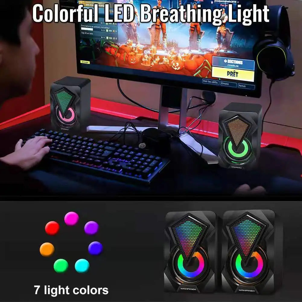 Bocinas Gamer TS38: Sonido Estéreo HD con Subwoofer, Iluminación LED y Conexión USB Universal