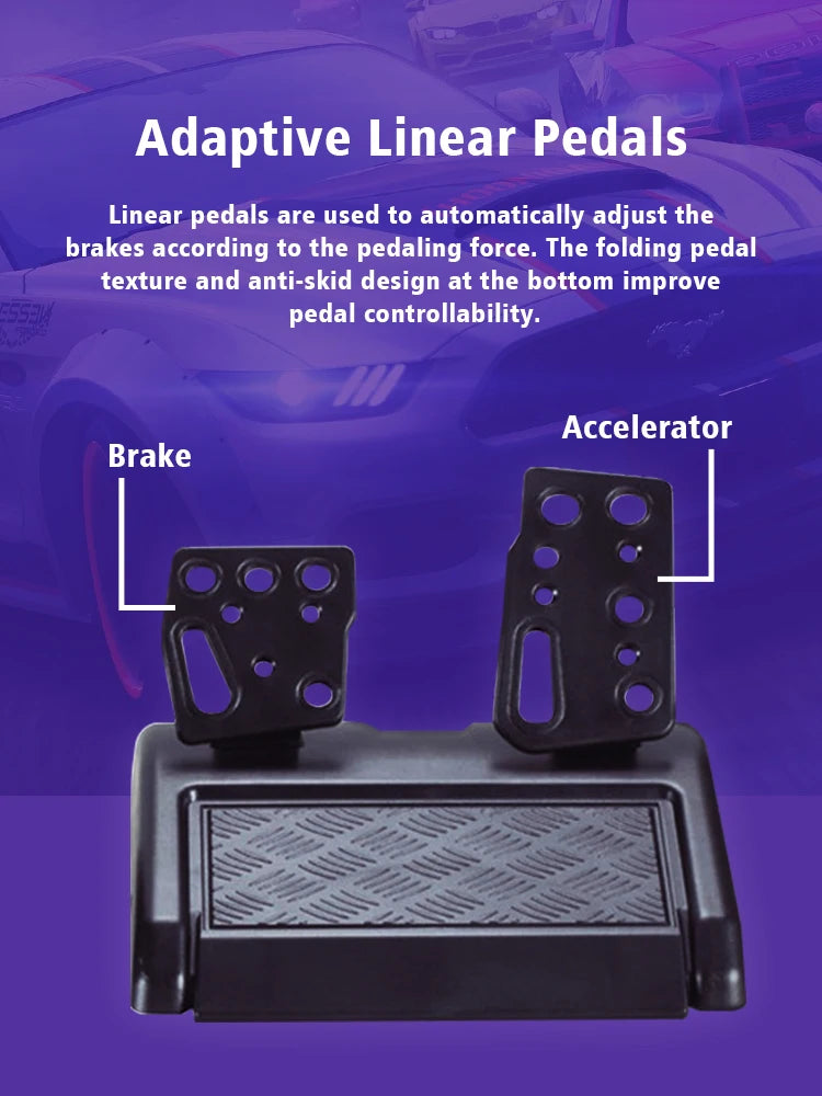 Volante de Carreras DATA FROG 7 en 1: Con Vibración, Pedales y Compatibilidad Universal