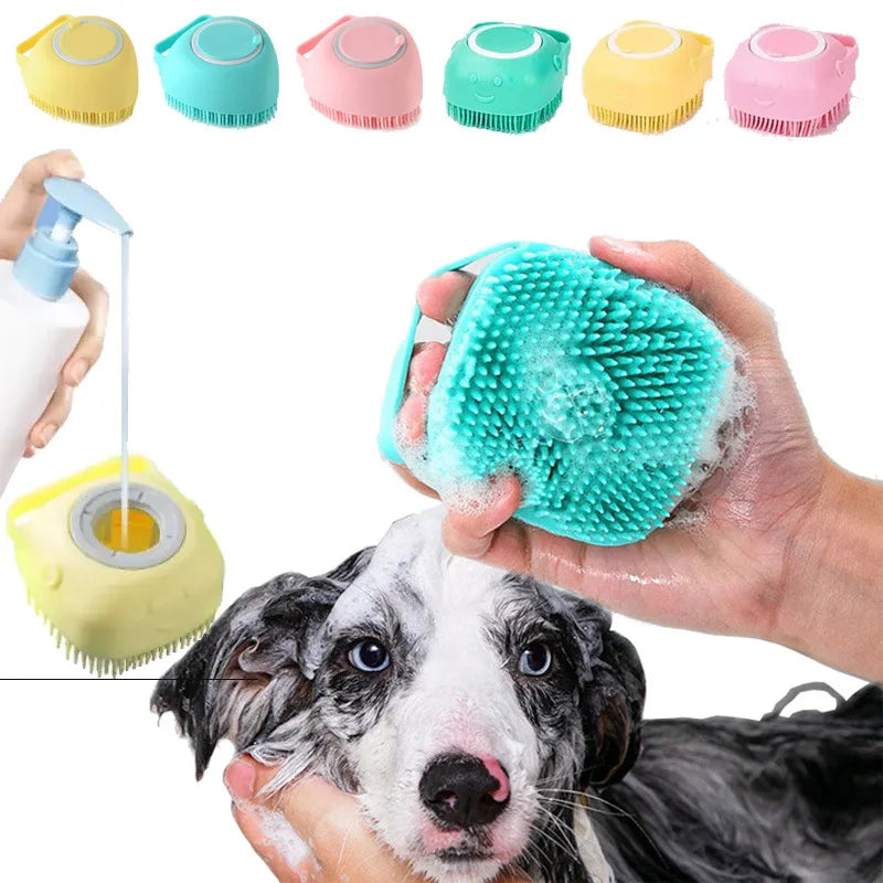 Cepillo de Masaje y Baño para Mascotas: Silicona Suave para Perros y Gatos