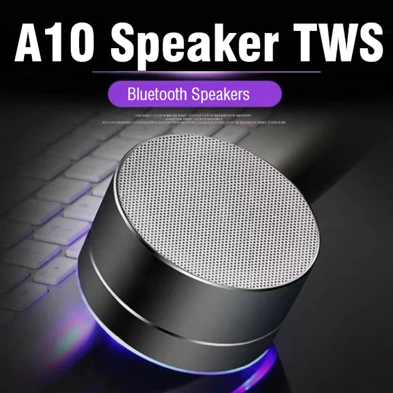 Bocina A10 Metálica: Mini Subwoofer Bluetooth, Sonido Surround HD y Soporte para Micro SD