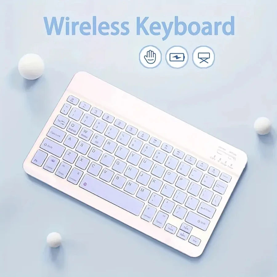 Teclado Inalámbrico Recargable de 10": Universal, Ultra Ligero y Silencioso