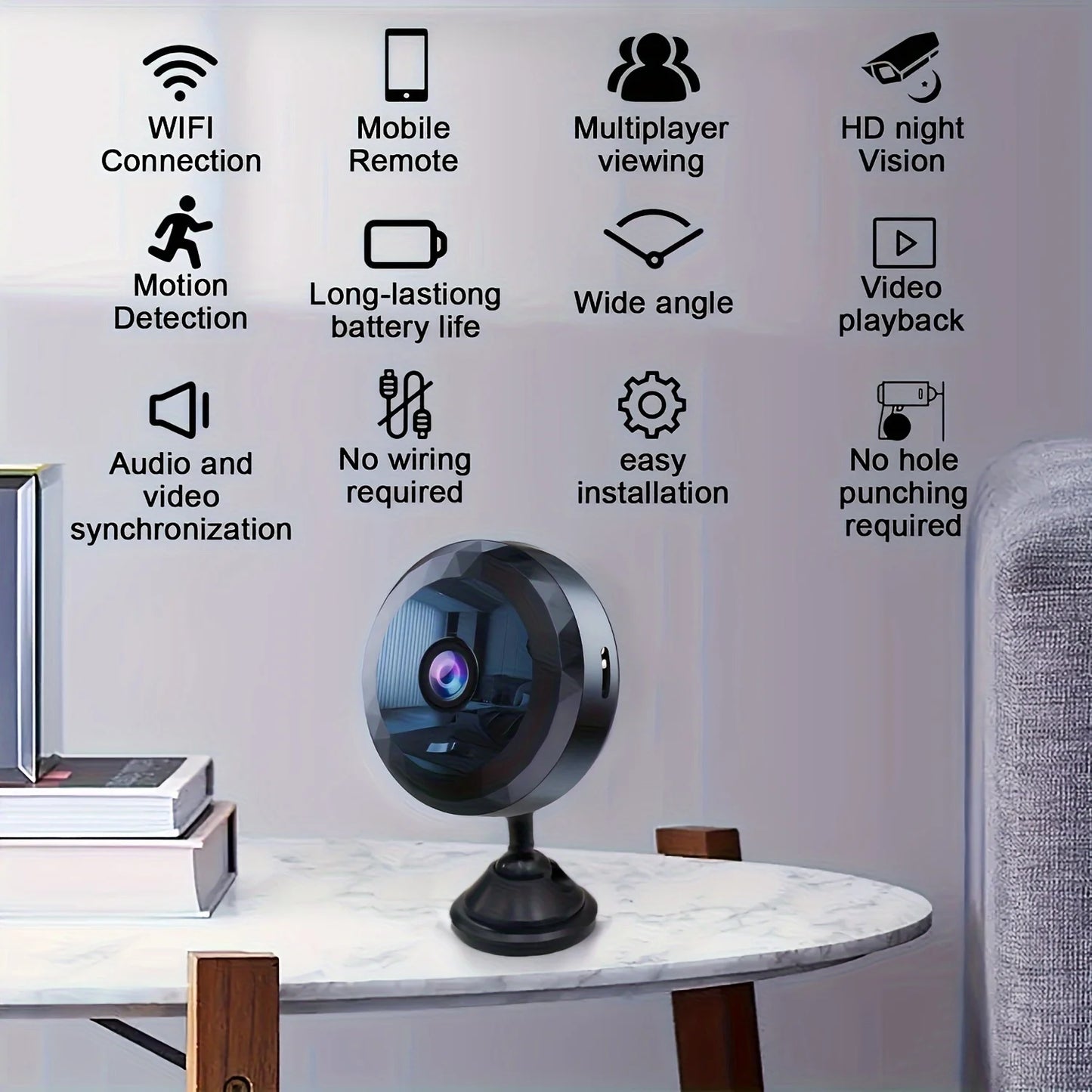 Mini Cámara de Seguridad WiFi: Vigilancia HD 24/7 con Visión Nocturna y Sensor de Movimiento
