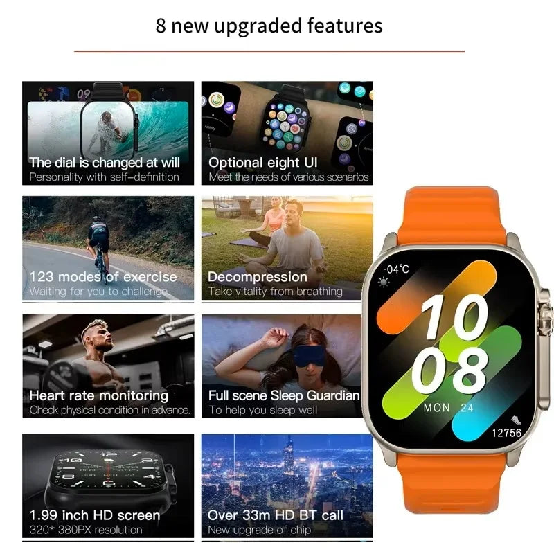 Smartwatch Ultra 8 Pro 49mm: Pantalla AMOLED 2.3", Brújula Real y NFC