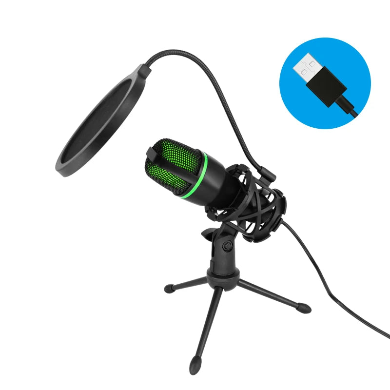 Micrófono de Condensador USB Profesional: Gaming, Streaming y Podcast