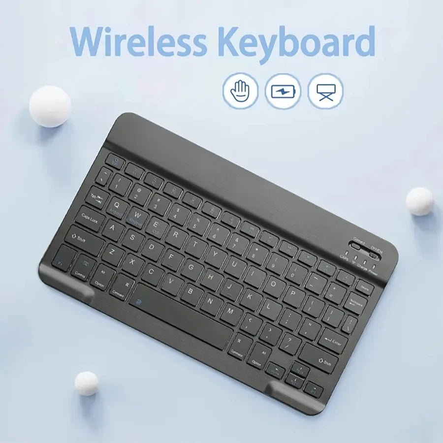Teclado Inalámbrico Recargable de 10": Universal, Ultra Ligero y Silencioso