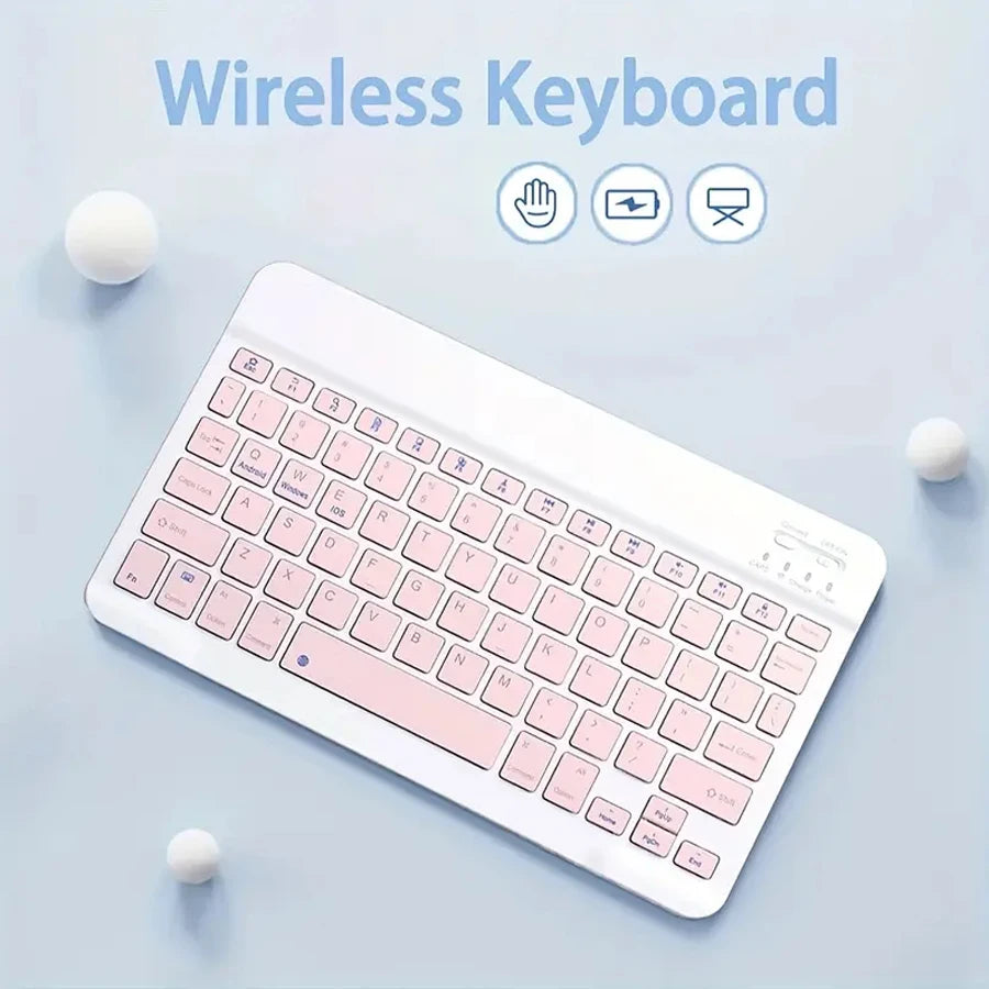 Teclado Inalámbrico Recargable de 10": Universal, Ultra Ligero y Silencioso
