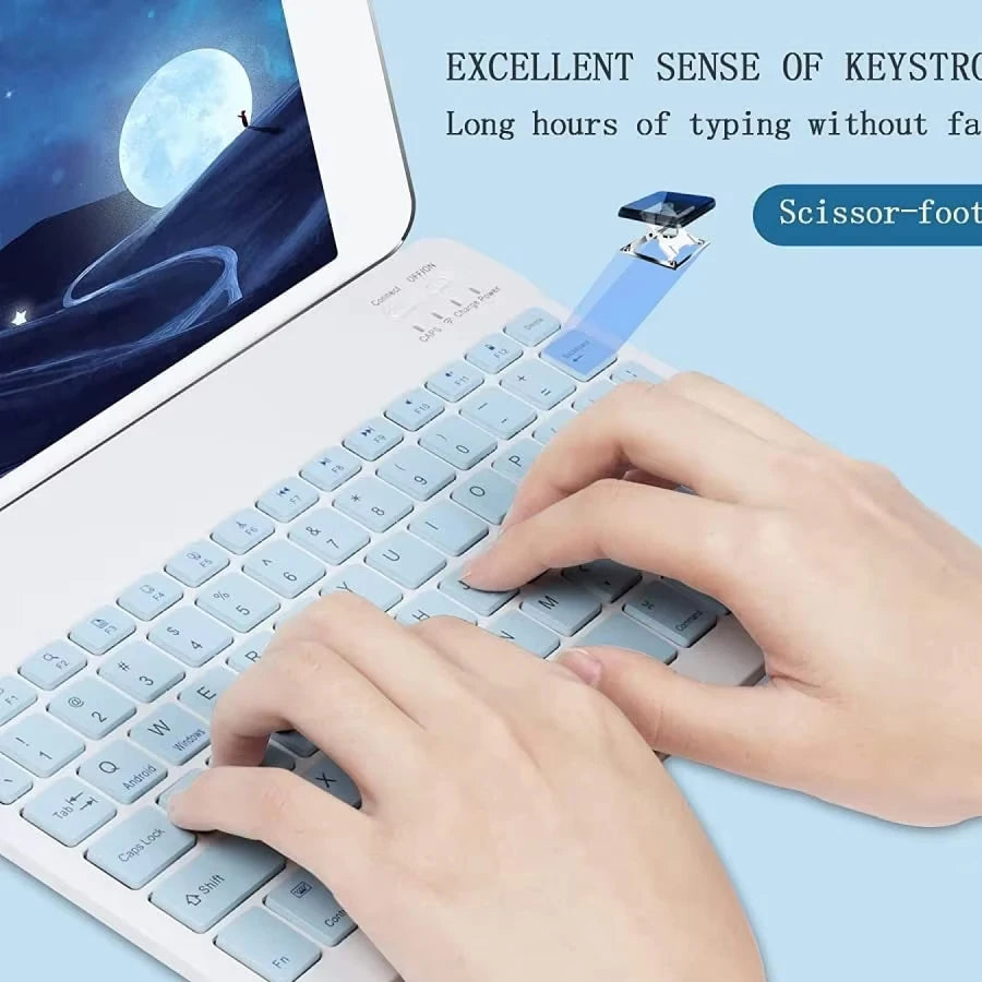 Teclado Inalámbrico Recargable de 10": Universal, Ultra Ligero y Silencioso