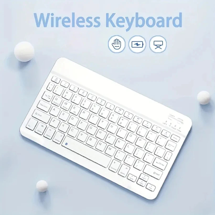 Teclado Inalámbrico Recargable de 10": Universal, Ultra Ligero y Silencioso