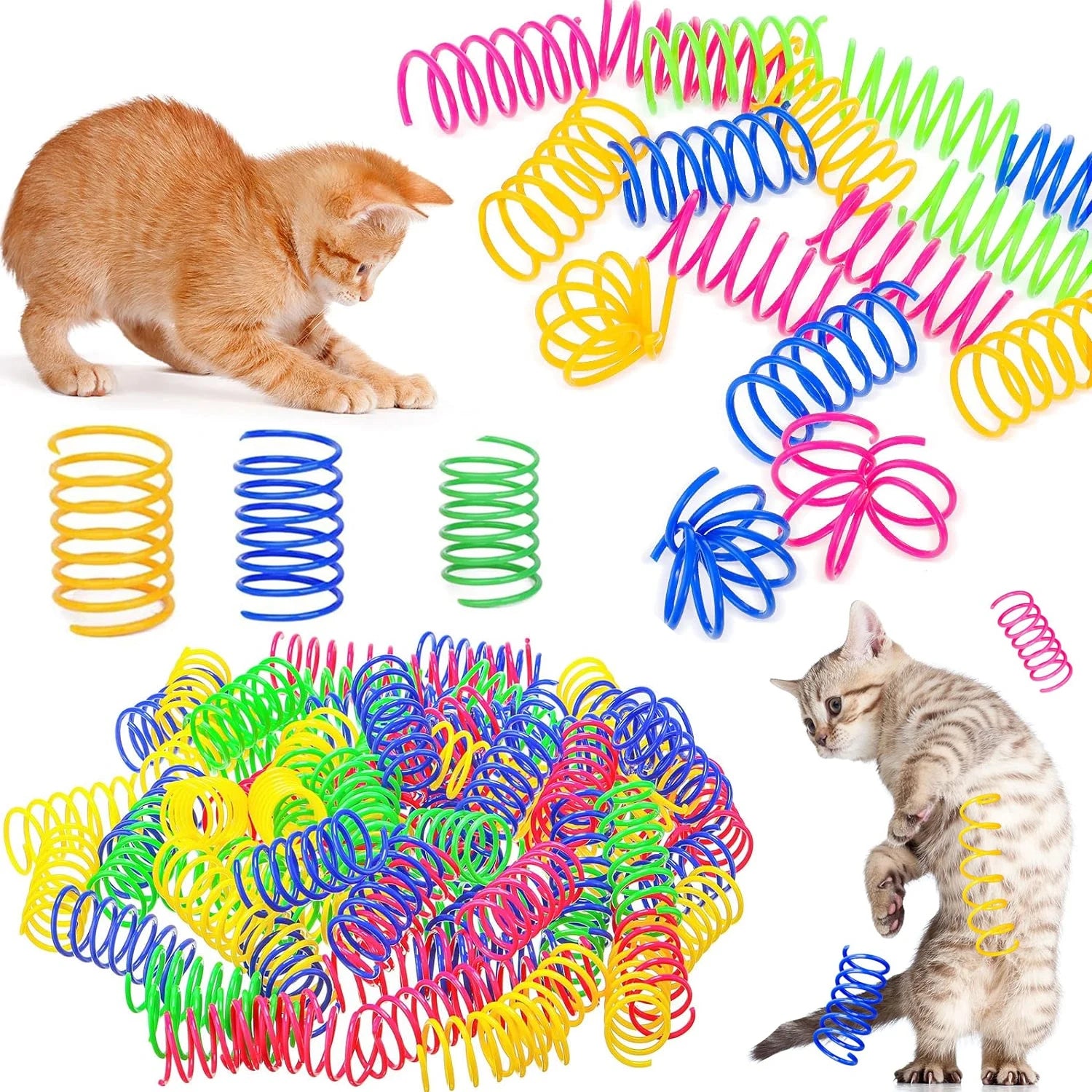 Resortes Helicoidales para Gatos: Juguete Interactivo de Colores (Set 4 a 200 pzas)