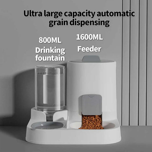 Alimentador Dual Pro: Estación de Comida y Agua 2 en 1 para Perros y Gatos