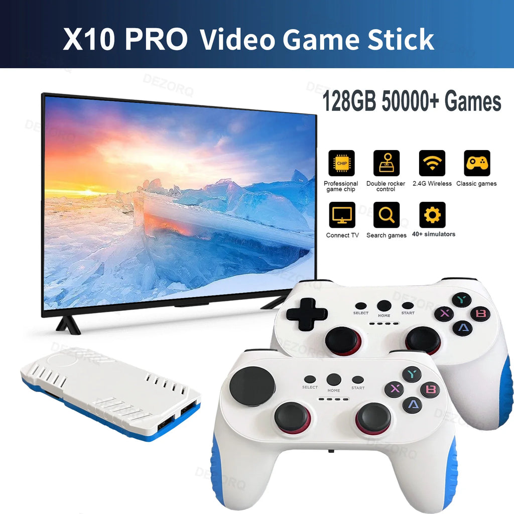 GameStick X10 PRO 4K: Consola Retro 128GB con Juegos 3D, 40+ Emuladores y Chip S905X3