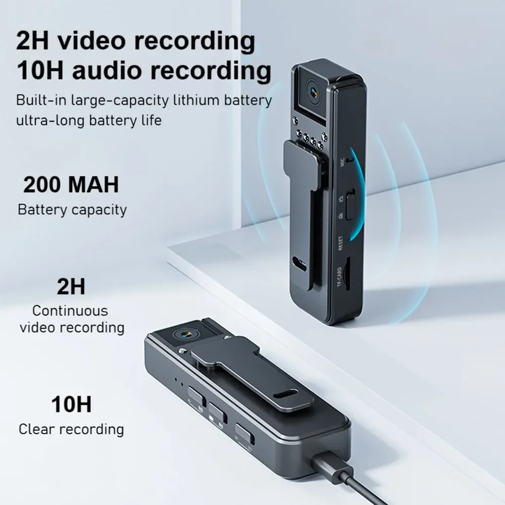 Body Cam Profesional A8: Cámara de Seguridad Full HD 1080P con Visión Nocturna Infrarroja y Clip de Sujeción