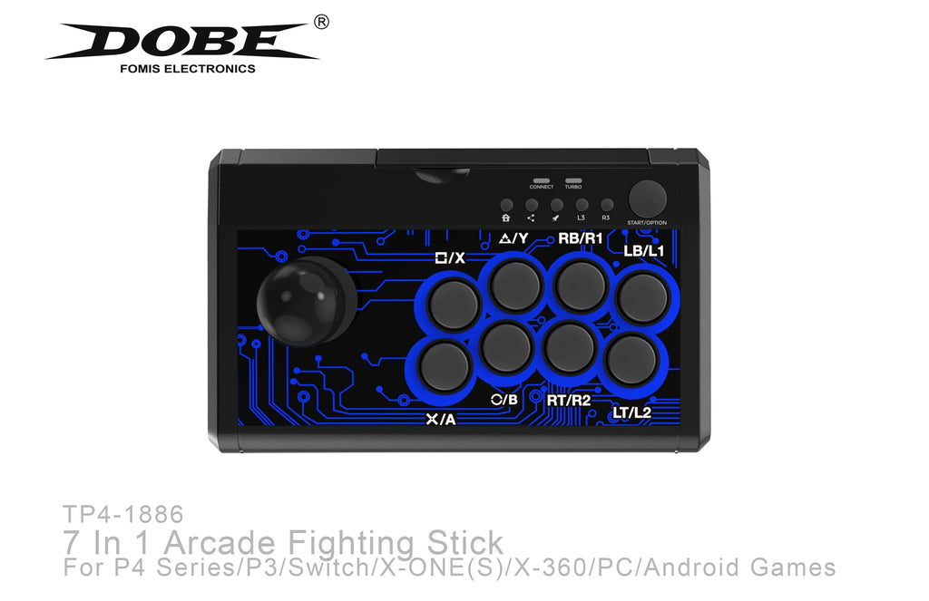 Arcade Fight Stick DOBE 7-en-1: Joystick Profesional para PS4, Xbox One, Switch, PC y Android