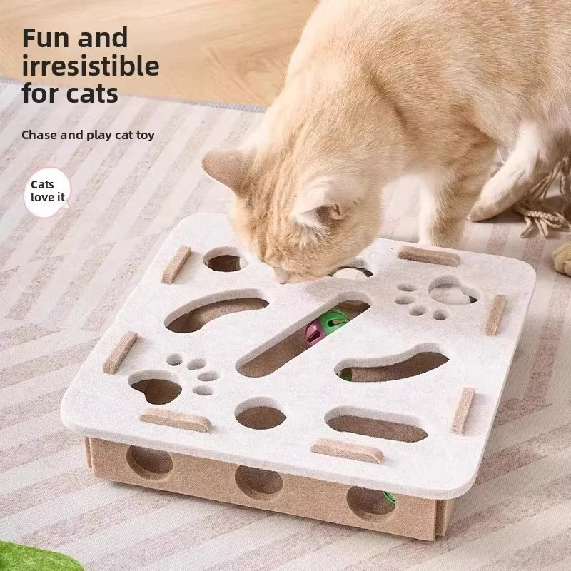 Caja de Acertijos para Gatos: Rompecabezas de Fieltro Interactivo con Pelotas