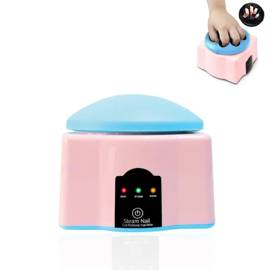 110V-220V Upgraded Steam Nail Polish Remover Machine Steamer with Color Cuticle Pusher Spoon Tools for Nail Gel Polish Removal