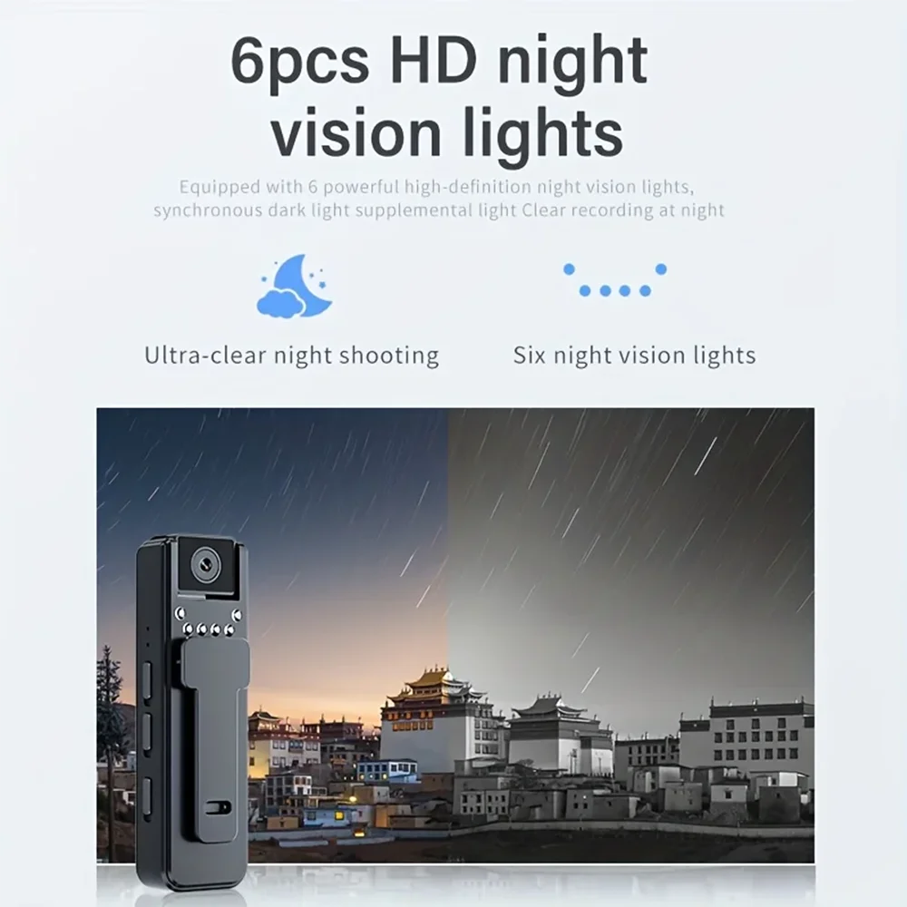 Body Cam Profesional A8: Cámara de Seguridad Full HD 1080P con Visión Nocturna Infrarroja y Clip de Sujeción